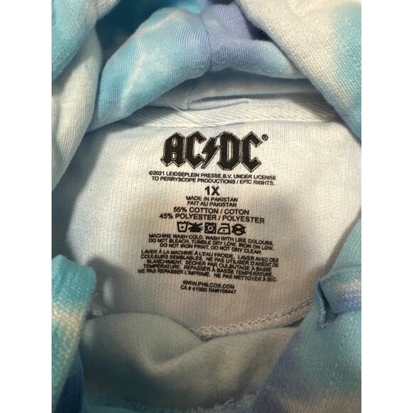 AC/DC Tie Dye Pulll Over Hoodie Hooded Sweatshirt Size 1X New no tags - Picture 4 of 4